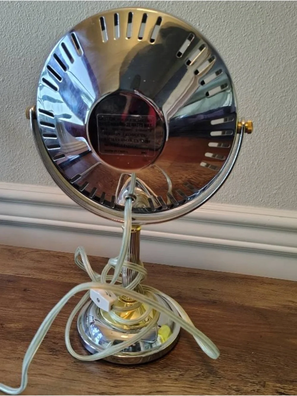 Vtg Jerdon Lighted Vanity Makeup Pedestal Mirror Silver Gold Tone Tested Works